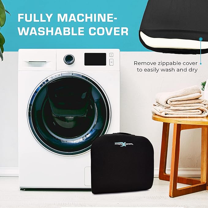 Xtreme Comforts Seat Cushions | Office Chair Cushions for Desk, Car, Wheelchair| Ergonomic Memory Foam Seat Cushion for Support & Comfort | Helps Improve Sitting Posture for Work & Body Relief (1 Pc)