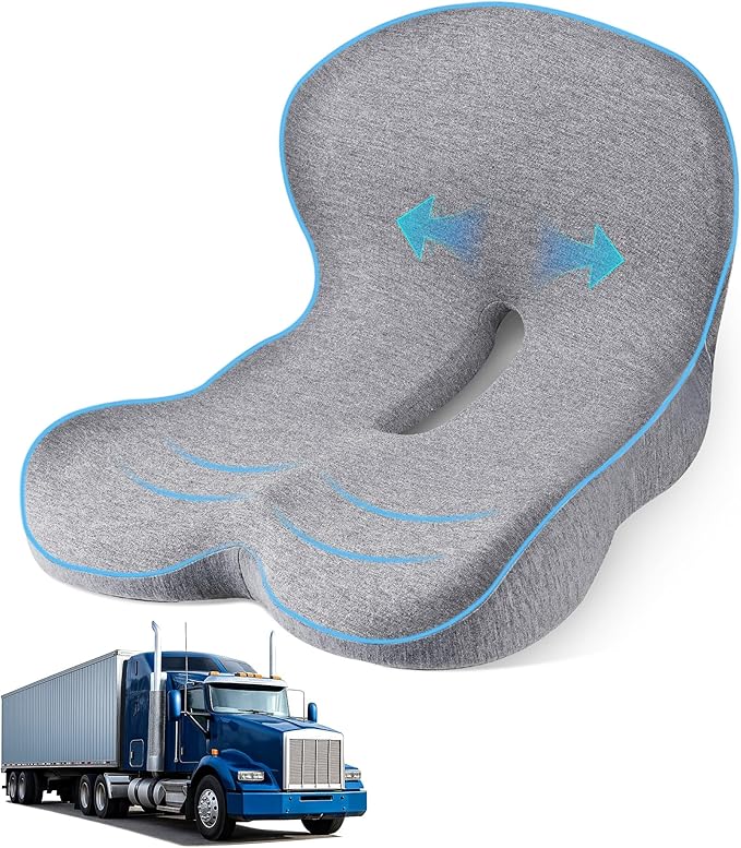 Truck Driver Seat Cushion, Memory Foam L-Shaped Ergonomic Cushion for Office Chairs, Comfort & Support for Long Sitting