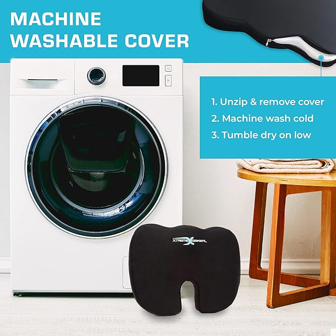 Xtreme Comforts Seat Cushion, Tailbone Relaxer - Coccyx Cushion for Tailbone Pain Desk, Wheelchair & Car Use - Back Support Pillow for Chair