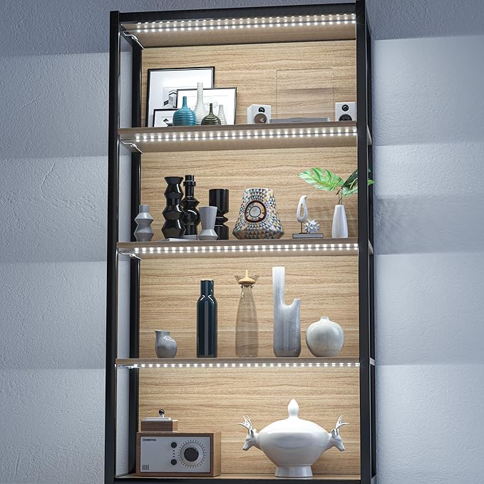 WOBANE LED Shelf Light, LED Closet Light Kit, 4PCS 20inch Pre-Cut Strip Bars, Designed for Shelves,Display Case, Bookshelf, in Cabinet Lighting, 6000K White